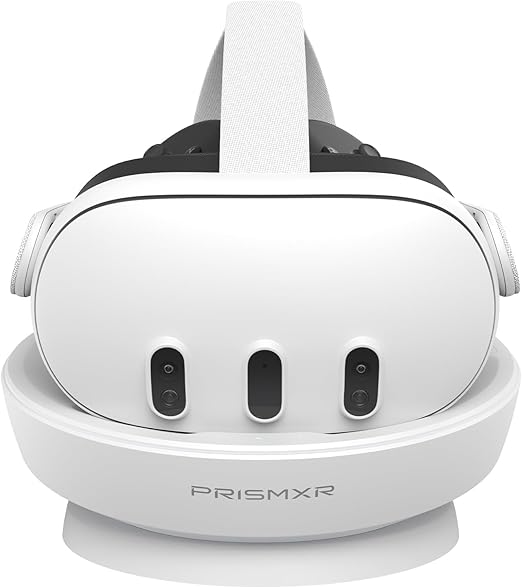 PRISMXR Dock di ricarica compatibile con Meta Quest 3 Accessori Stazione di ricarica rapida per Quest3 e controller con 2 batterie ricaricabili (Carina D1) - Versione senza segnale acustico