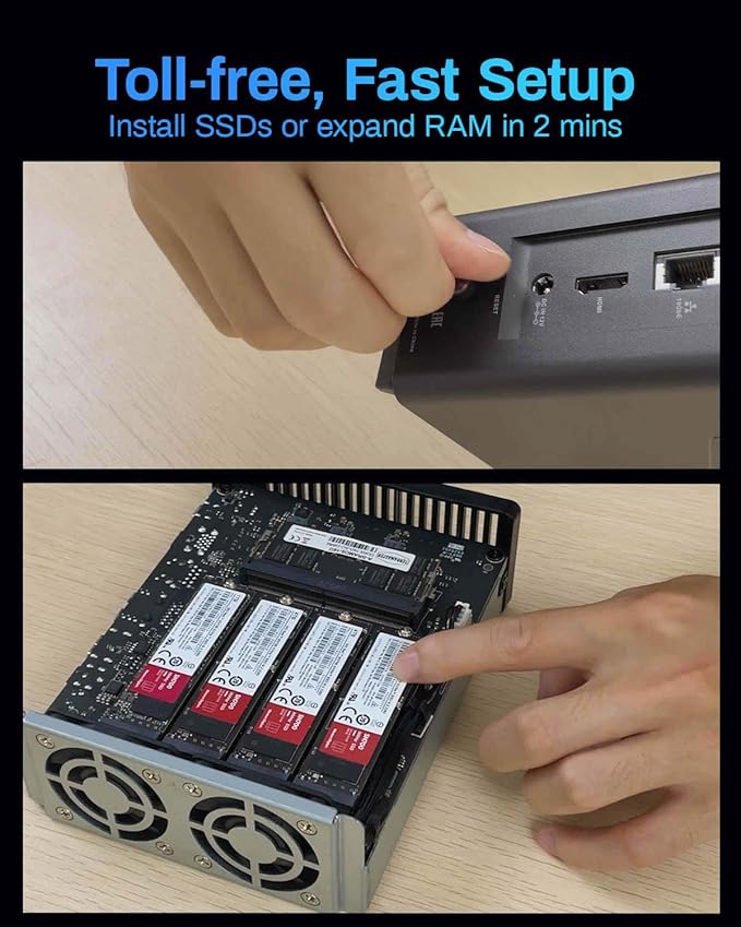 TERRAMASTER F8 SSD Plus NAS - 8Bay SSD CPU, 16GB DDR5 RAM, 10GbE