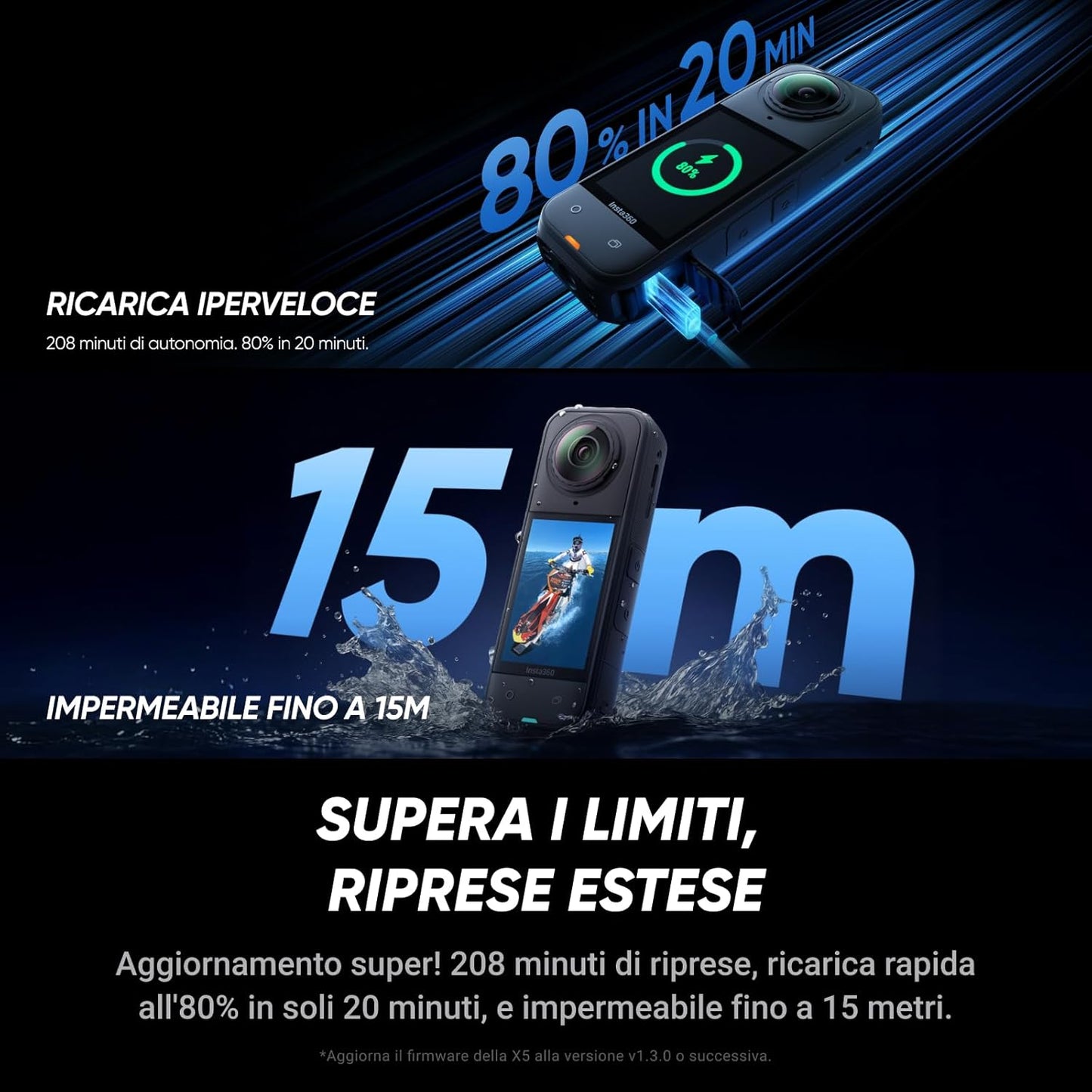 Insta360 X5 Pack Standard - Action Cam Impermeabile 360° in 8K