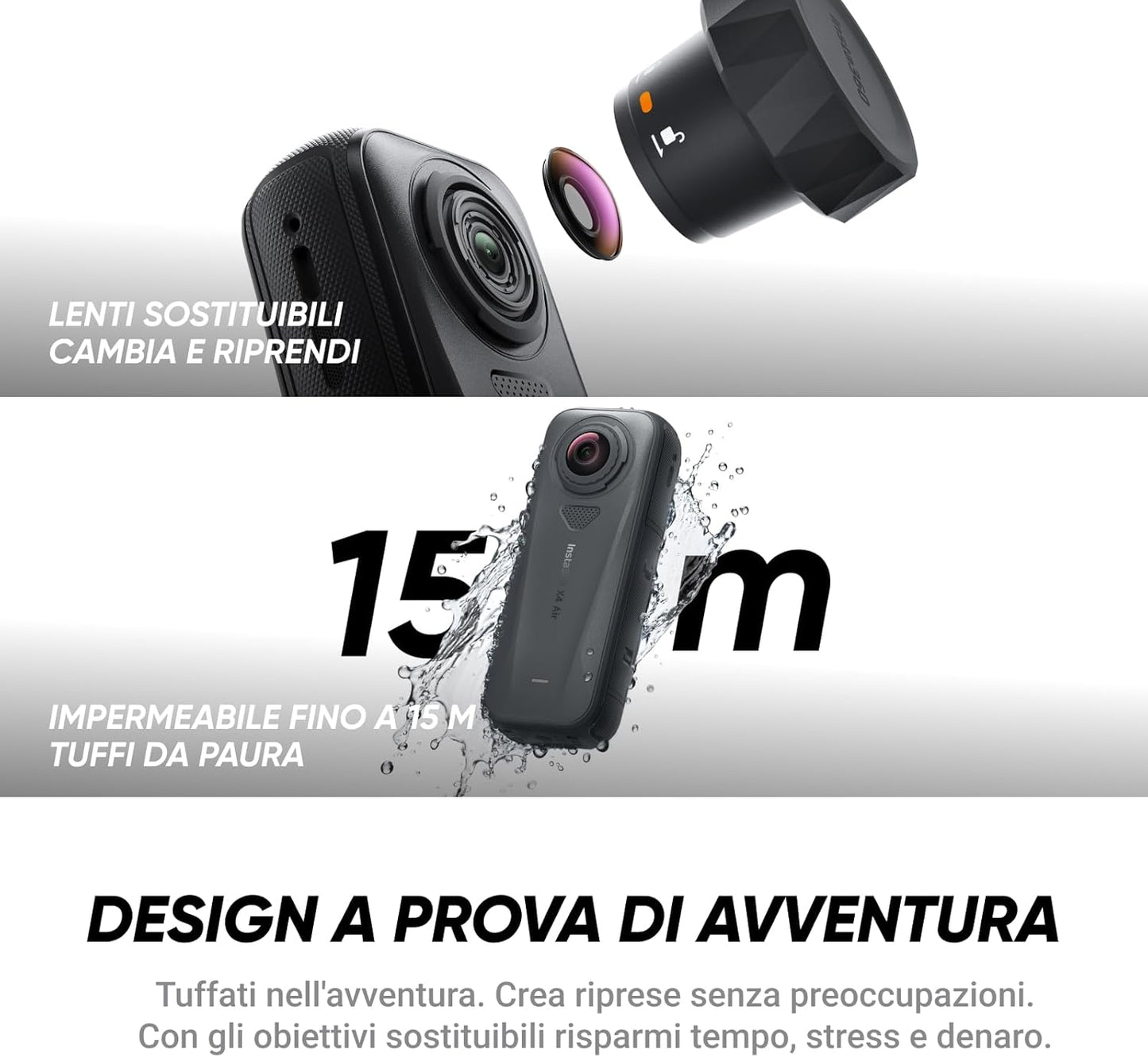 Insta360 X4 Air Nero grafite - Videocamera 165g 8K 360